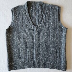 Hand Knit Sweater Vest Mens Large 100%‎ Wool Grandpa Granolo Rustic Cabin Winter